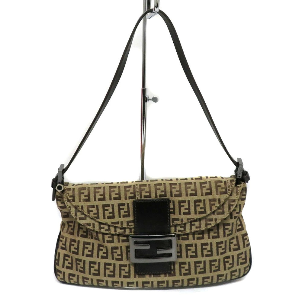 Fendi Zucca Canvas Zucchino Bucket Mamma Handbag Beige